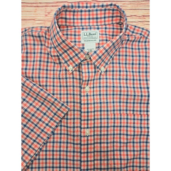 L.L. Bean Mens Traditional-Fit Short Sleeve Shirt Large - Picture 4 of 6